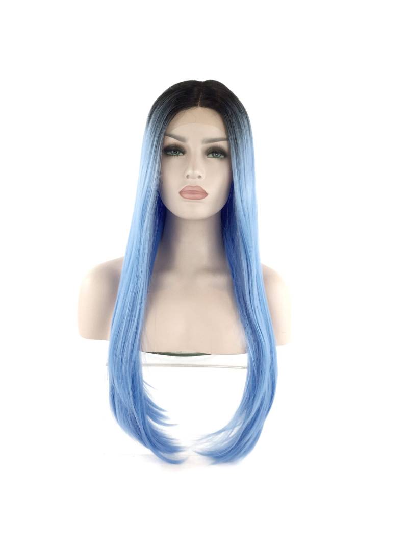 Premium-Qualität Lace Front High-Heat Fibre Perücke Promi Style - Blk/Blau Ombre von Etsy - FuntasyWigs