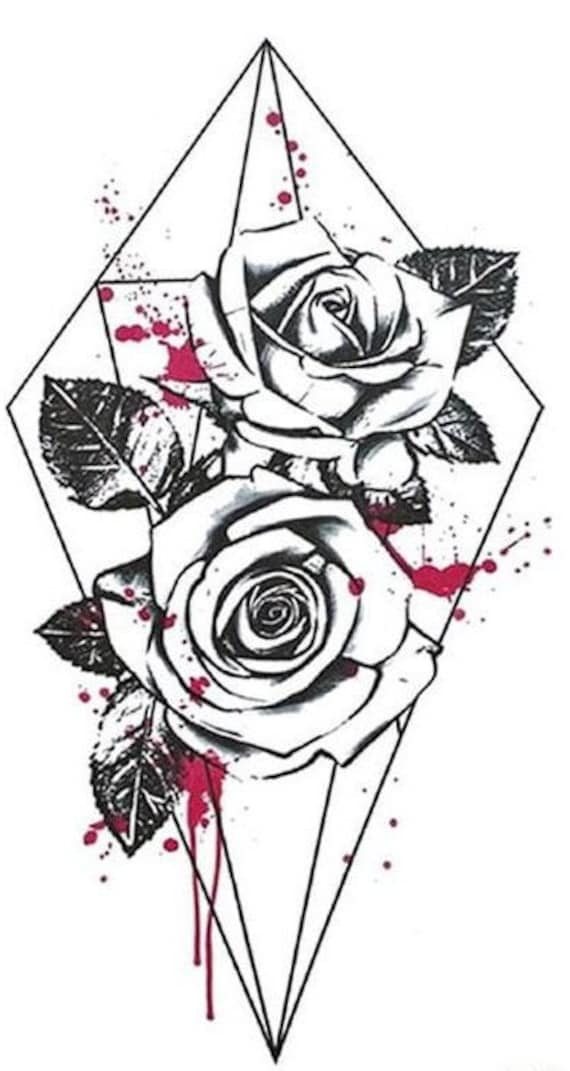 Blutende Rose Temporäres Tattoo Blutende Rose Temporäres Tattoo von Etsy - GAILY874