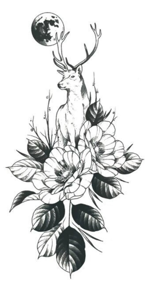 Rose/Majestic Hirsch Temporäres Tattoo Rose/Majestic Hirsch Temporäres Tattoo von Etsy - GAILY874