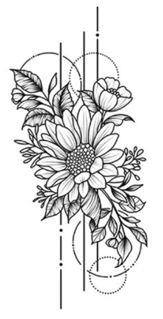 Sonnenblume Temporäres Tattoo Sonnenblume Temporäres Tattoo von Etsy - GAILY874