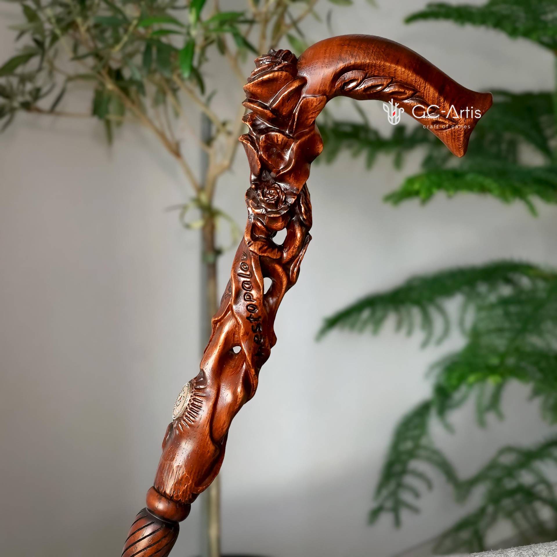 Rosen Blumen Gehstock Aus Holz Handgeschnitzter Für Damen von Etsy - GCArtis