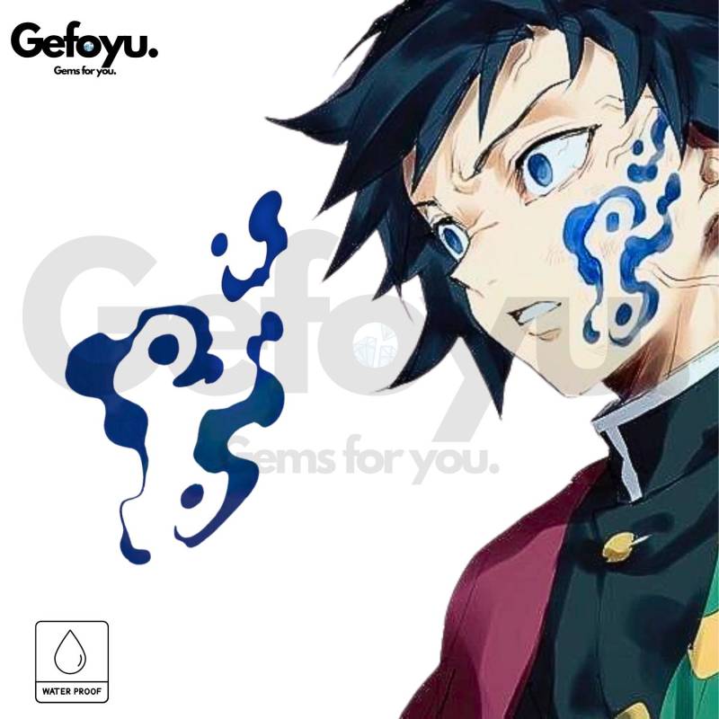 Demon Slayer Giyu Tomioka Temporäres Gesichtstattoo - Cosplay Accessoire | 17 X 10 cm von Etsy - GEFOYU