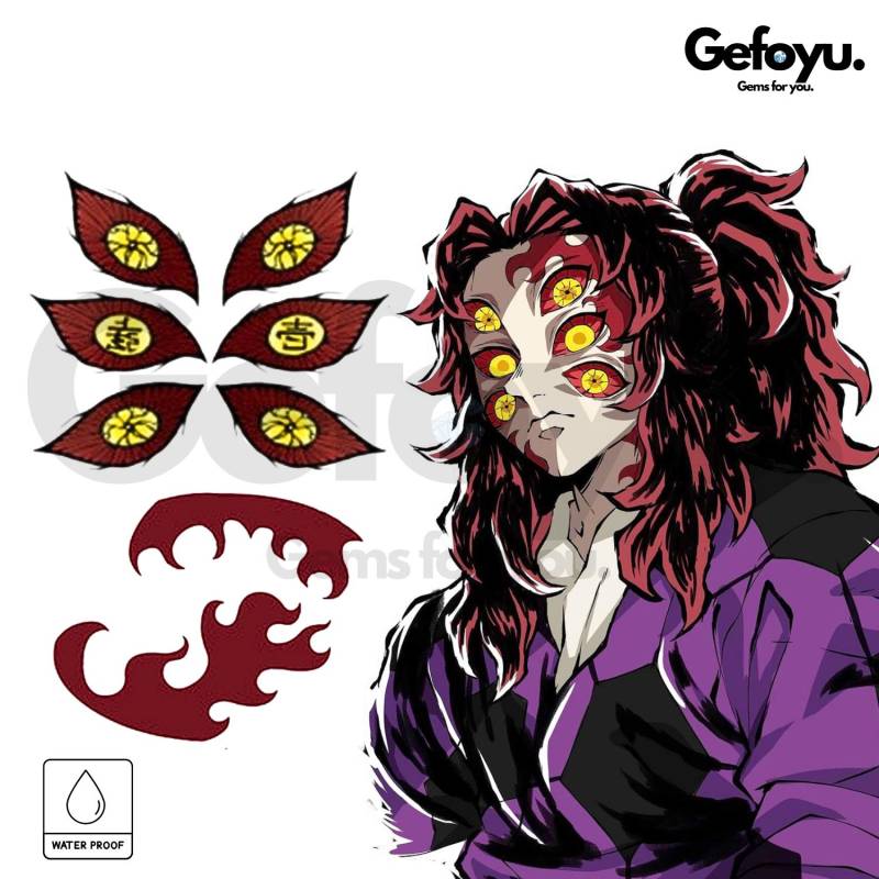 Demon Slayer Kokushibo Augen Temporäres Gesichtstattoo - Hashira Cosplay Accessoire von Etsy - GEFOYU