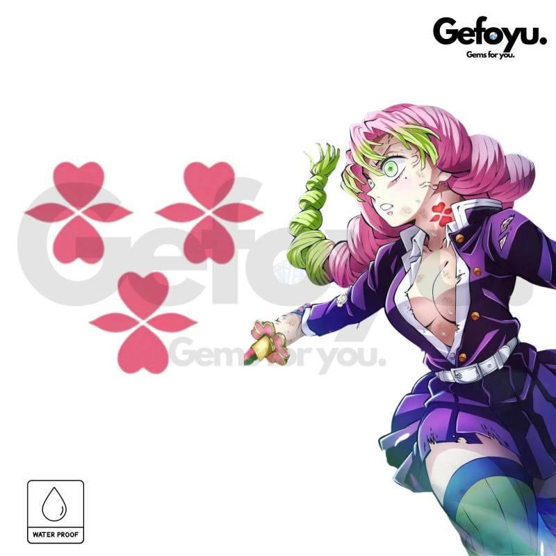 Demon Slayer Mitsuri Kanroji Temporäres Tattoo Set - Hashira Fleck Cosplay Accessoire | 3 Stück von Etsy - GEFOYU