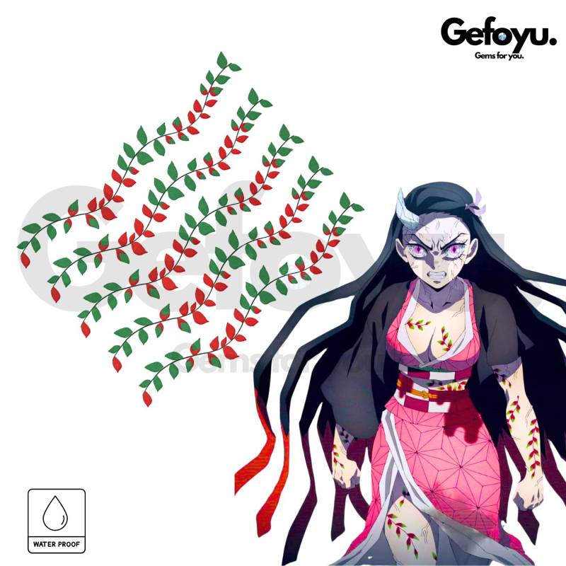 Demon Slayer Nezuko Kamado Temporäres Tattoo Set - Dämonen Ranken Cosplay Accessoire | 5 Stück von Etsy - GEFOYU