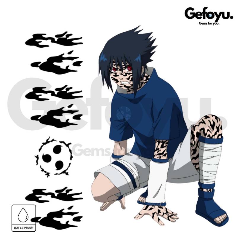 Naruto Sasuke Fluchmal Tattoo Set - Temporäres Gesichtstattoo Für Cosplay | Uchiha Cursed Seal | 7-Teilig von Etsy - GEFOYU