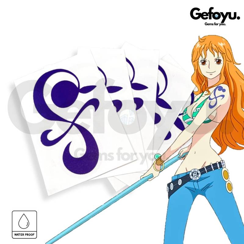 One Piece Nami Temporäres Schulter Tattoo Set - Anime Cosplay Accessoire | Windmühlen & Mandarinen Design | 2 Stück von Etsy - GEFOYU