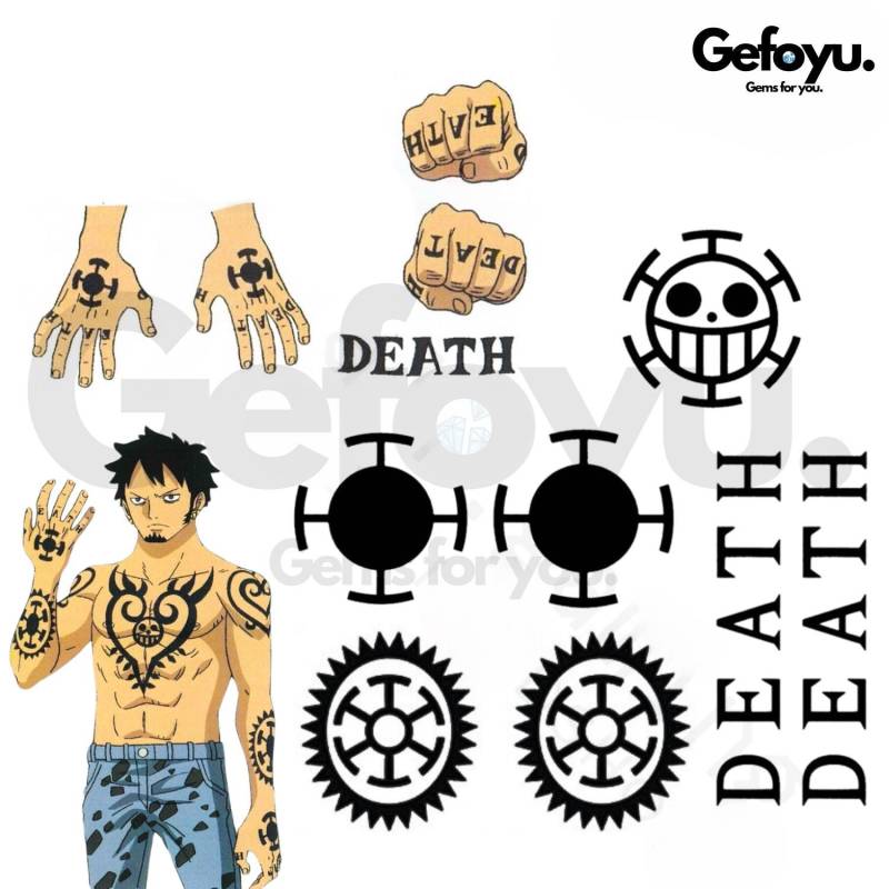 One Piece Trafalgar D. Water Law Cosplay Temporäres Tattoo Set | Anime Kostüm & Zubehör Für Fans von Etsy - GEFOYU