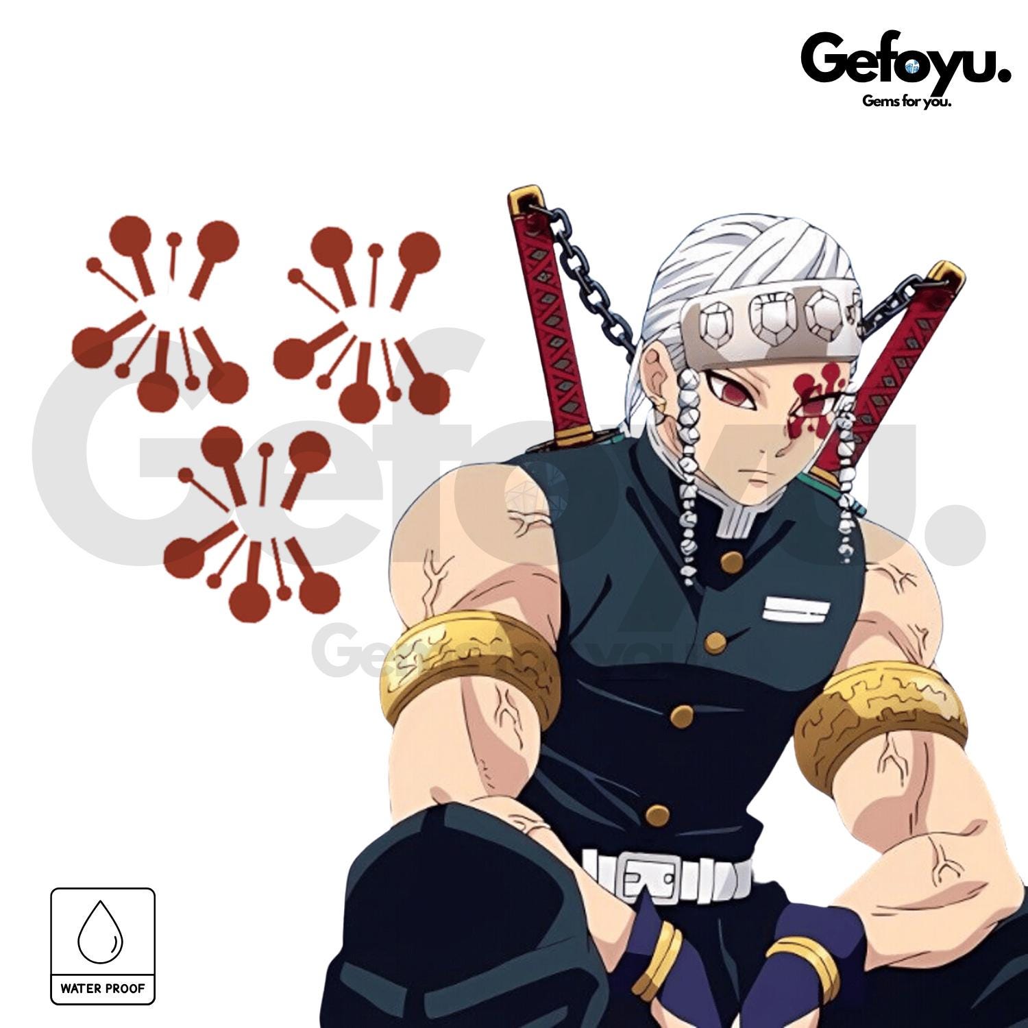 Uzui Tengen Temporäres Gesichtstattoo - Demon Slayer Cosplay Accessoire | Hashira Tattoo Uzui Tengen Temporäres Gesichtstattoo - Demon Slayer Cosplay Accessoire | Hashira Tattoo von Etsy - GEFOYU
