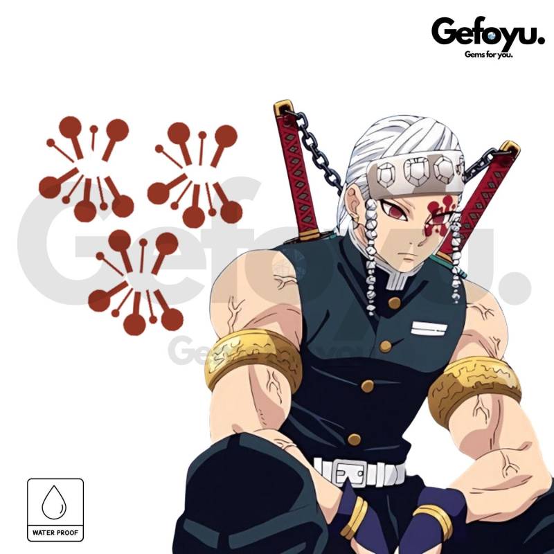 Uzui Tengen Temporäres Gesichtstattoo - Demon Slayer Cosplay Accessoire | Hashira Tattoo von Etsy - GEFOYU