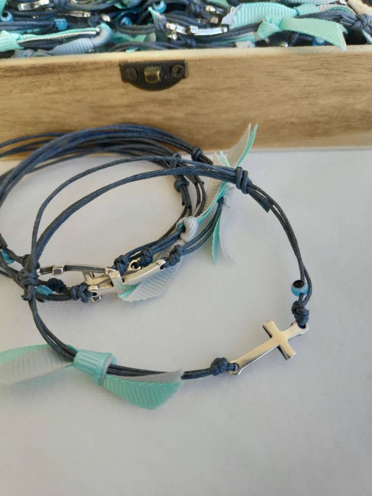 10 Stück Martyrika, Zeugenstifte, Armband Martyrika, Böser Blick, Griechisch Östliche Taufe, Graue Schnur, Jungentaufe von Etsy - GIASEMAKI