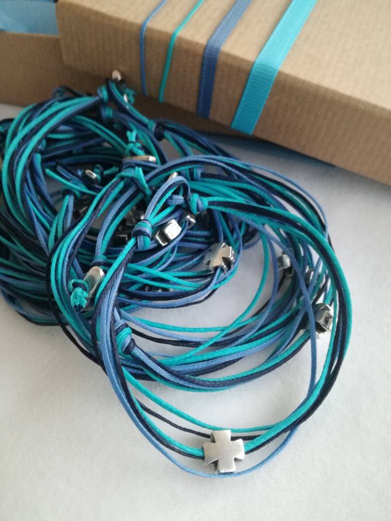 10 Stück Martyrika, Zeugenstifte, Armband Taufe Kreuz, Griechisch-Östliche Taufe, Armbandwachsschnur, Jungentaufe von Etsy - GIASEMAKI