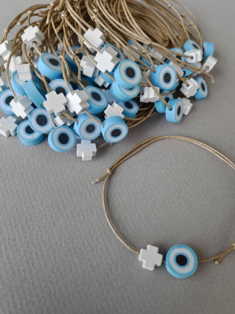 10 Stück Martyrika, Zeugenstifte, Armband Taufe Kreuz, Griechisch-Östliche Taufe, Armbandwachsschnur, Jungentaufe von Etsy - GIASEMAKI