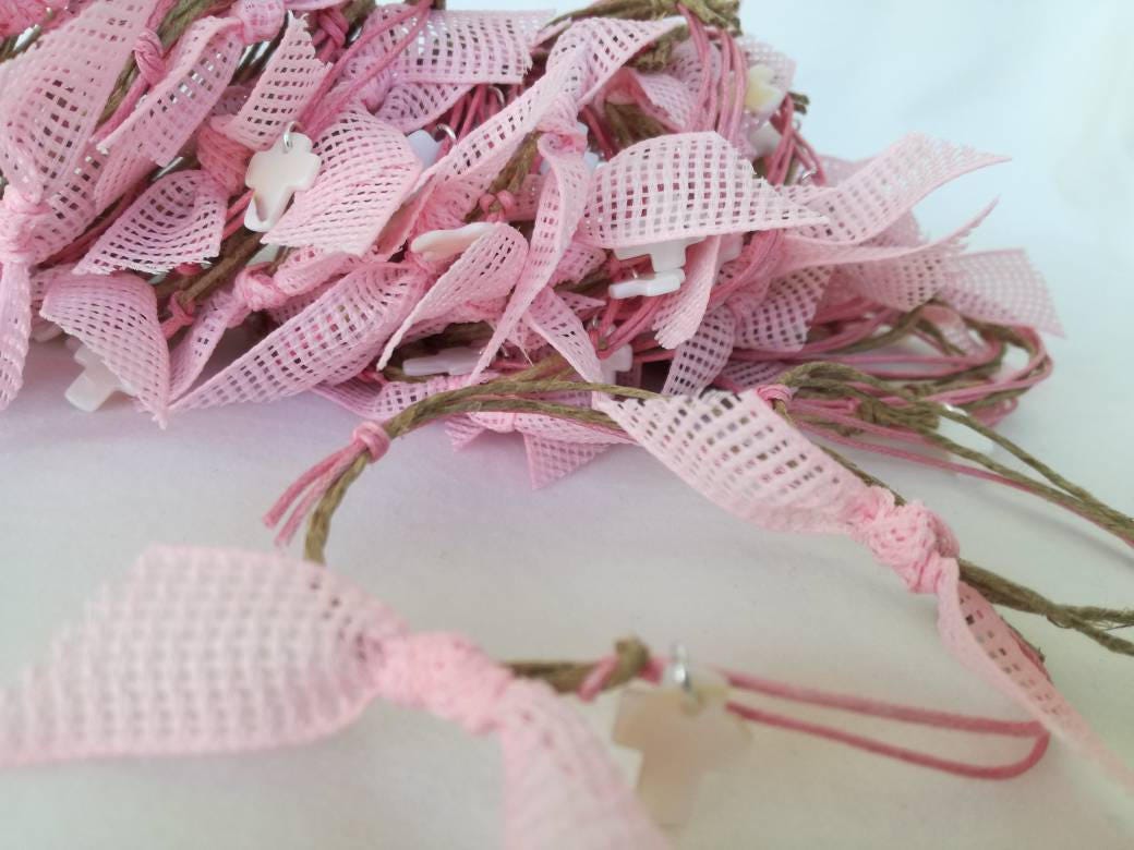 10 Stück Martyrika, Zeugenstifte, Armband Taufe Kreuz, Griechisch Östliche Taufe, Leinen, Mädchentaufe von Etsy - GIASEMAKI