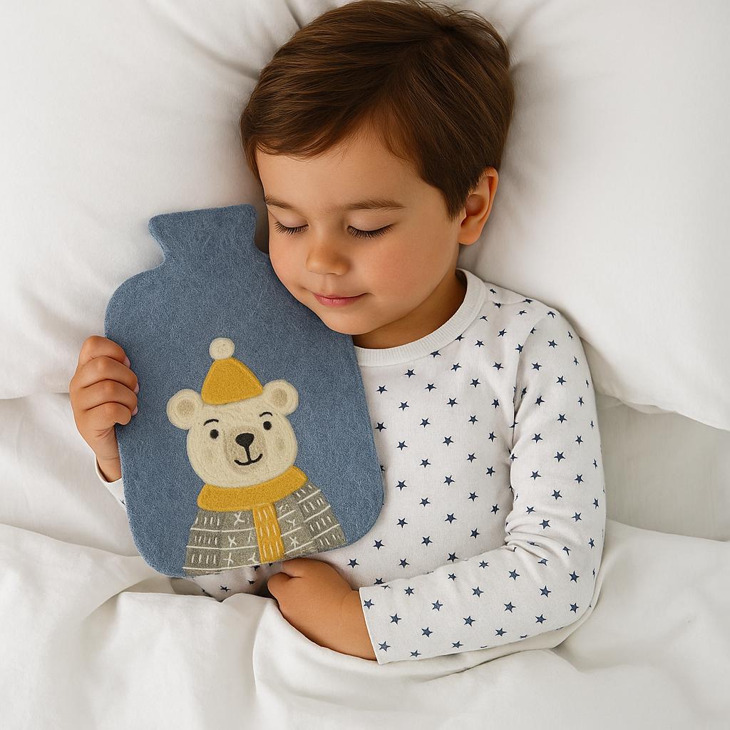 Wärmflaschenbezug Bär Aus 100% Filz, Hülle Für Wärmflaschen Bis 2 Liter, Kinder Wärmflaschenbezug, Süße Flaschenhülle, Fair Trade Nepal von Etsy - GLOBOFairTrade