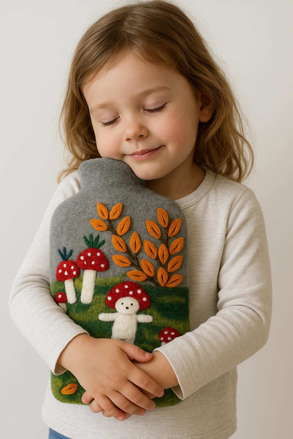 Wärmflaschenbezug Herbstmaus, 100% Filz, Hülle Für Wärmflaschen Bis 2 Liter, Kinder Wärmflaschenhülle, Süßes Flaschenmotiv, Fair Trade Nepal von Etsy - GLOBOFairTrade