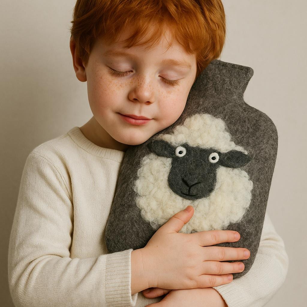 Wärmflaschenbezug Schaf Aus 100% Filz, Hülle Für Wärmflaschen Bis 2 Liter, Kinder Wärmflaschenbezug, Süße Flaschenhülle, Fair Trade Nepal von Etsy - GLOBOFairTrade