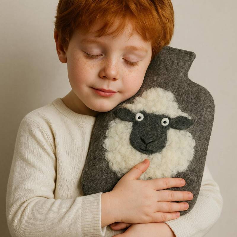 Wärmflaschenbezug Schaf Aus 100% Filz, Hülle Für Wärmflaschen Bis 2 Liter, Kinder Wärmflaschenbezug, Süße Flaschenhülle, Fair Trade Nepal von Etsy - GLOBOFairTrade