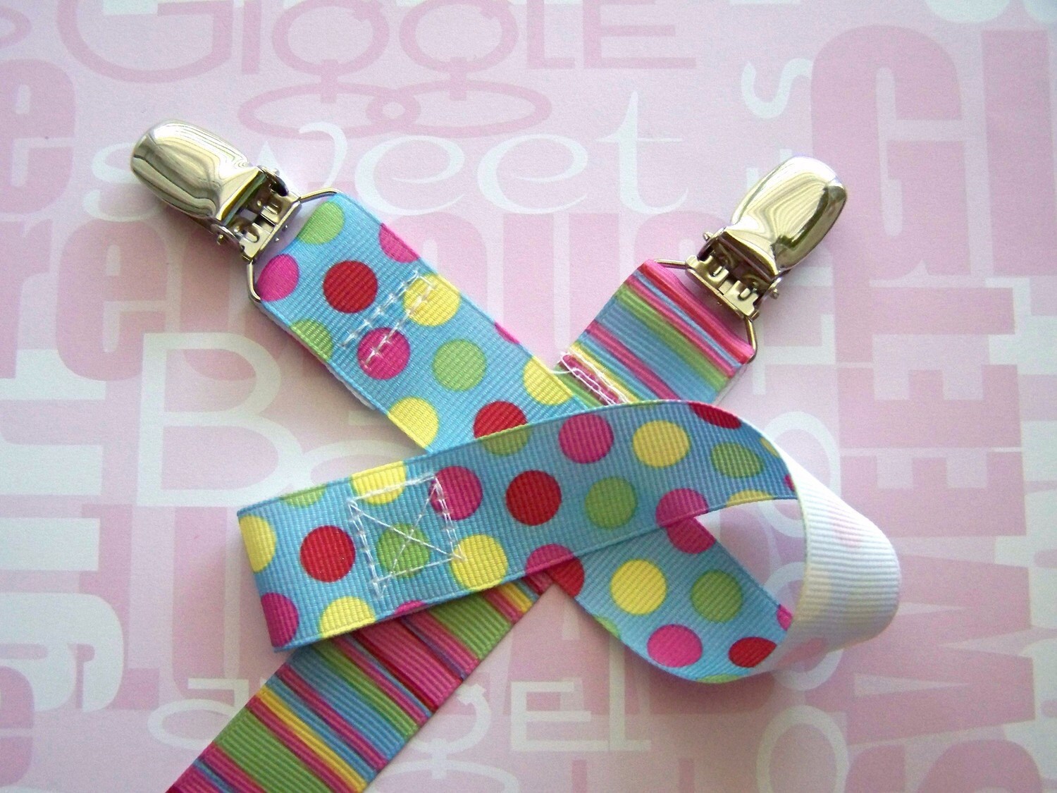 N15 - 2Er Set Schnullerclips Mit Punkten Und Streifen von Etsy - GenevaDiva
