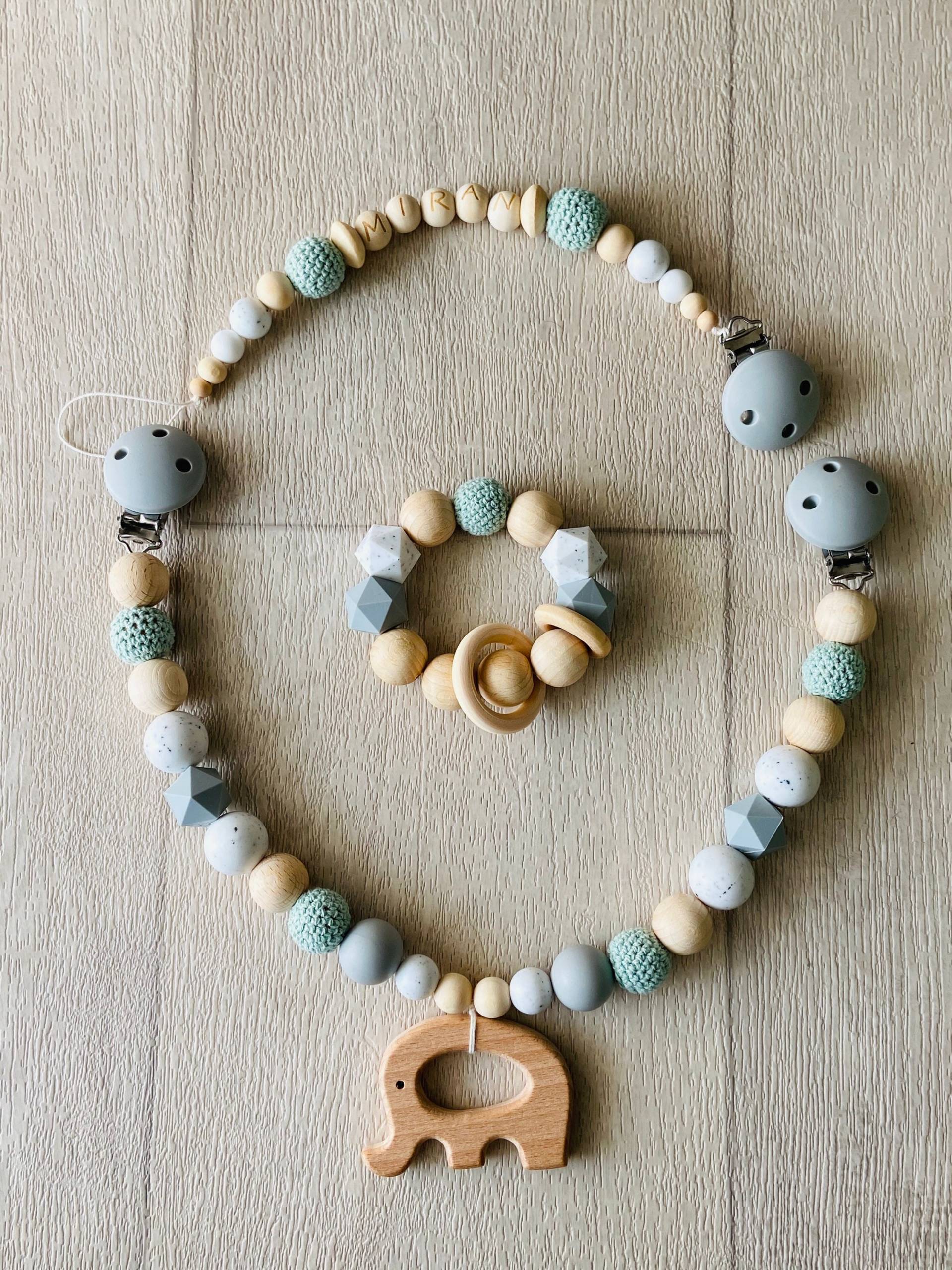 3'er Set Kinderwagen-/Schnullerkette Und Greifring von Etsy - GeschenkMasche