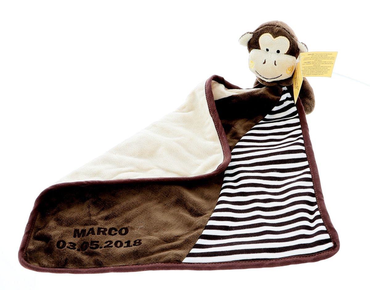 Personalisiertes Schnuffeltuch, Kuscheltuch Affe Baldi Mit Namens - Und Geburtstagsgravur Für Ihr Baby Personalisiertes Schnuffeltuch, Kuscheltuch Affe Baldi Mit Namens - Und Geburtstagsgravur Für Ihr Baby von Etsy - Geschenkeschmiede