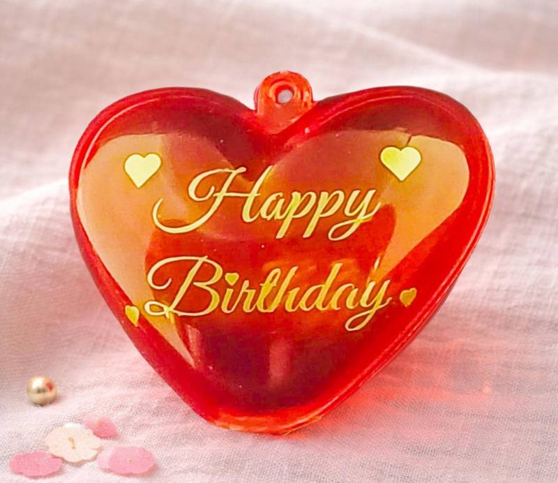 Befüllbares Herz Rot Transparent Mit Happy Birthday in Gold | Kleines Geschenk & Deko Zum Geburtstag 6 cm von Etsy - GewandDealerey