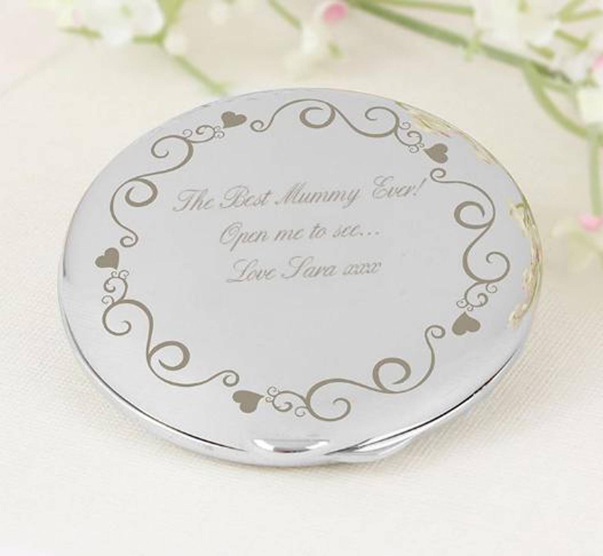 Silber Überzogener Taschenspiegel Mit Gravur, Personalisiertes Geschenk Für Mama, Nanny, Schwester, Tante Oder Andere Silber Überzogener Taschenspiegel Mit Gravur, Personalisiertes Geschenk Für Mama, Nanny, Schwester, Tante Oder Andere von Etsy - GiftsByBernadette