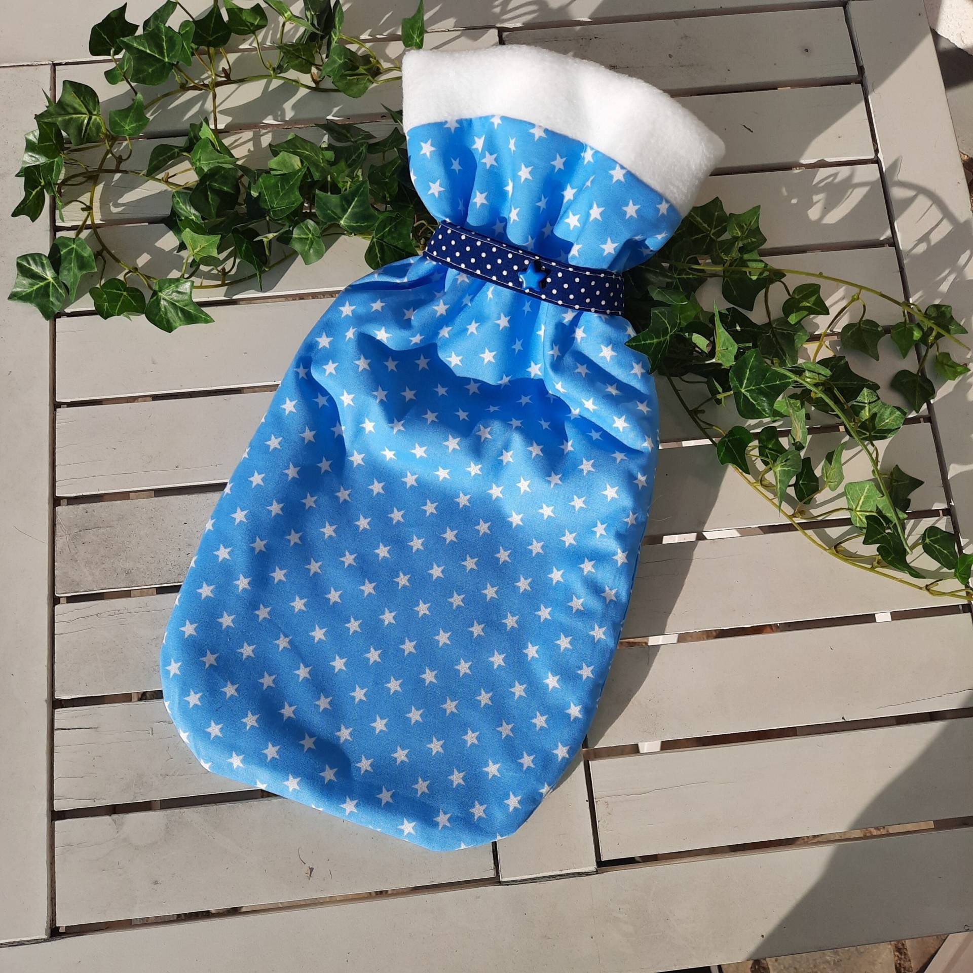 Wärmflaschenbezug Aus Baumwollstoff Und Fleece in Hellblau Mit Sternen | Auf Wunsch Auch Personalisier Name Bestickt von Etsy - GiftsbyFarbenspiel