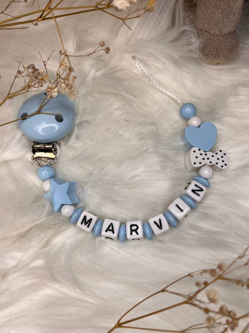 Schnullerkette Mit Namen, Blau, Geschenkidee, Babyparty, Personalisiert von Etsy - GlamAccessoires