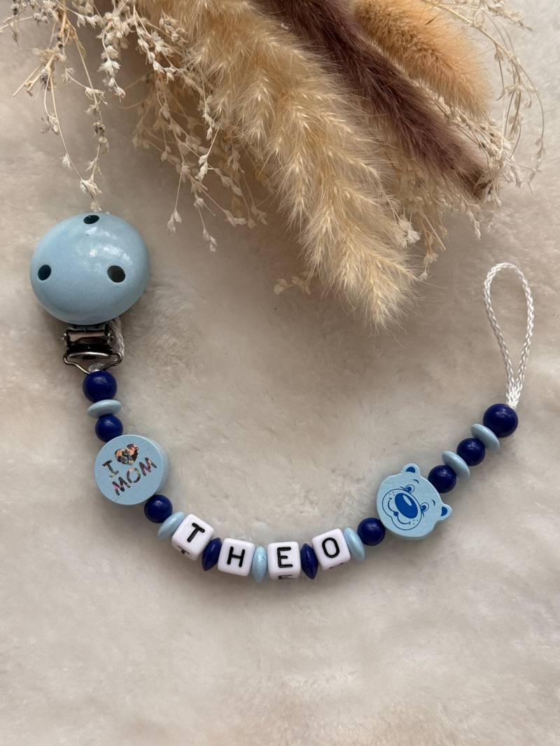 Schnullerkette Mit Namen Hell Und Dunkel Blau Geschenkidee Babyparty Personalisiert von Etsy - GlamAccessoires