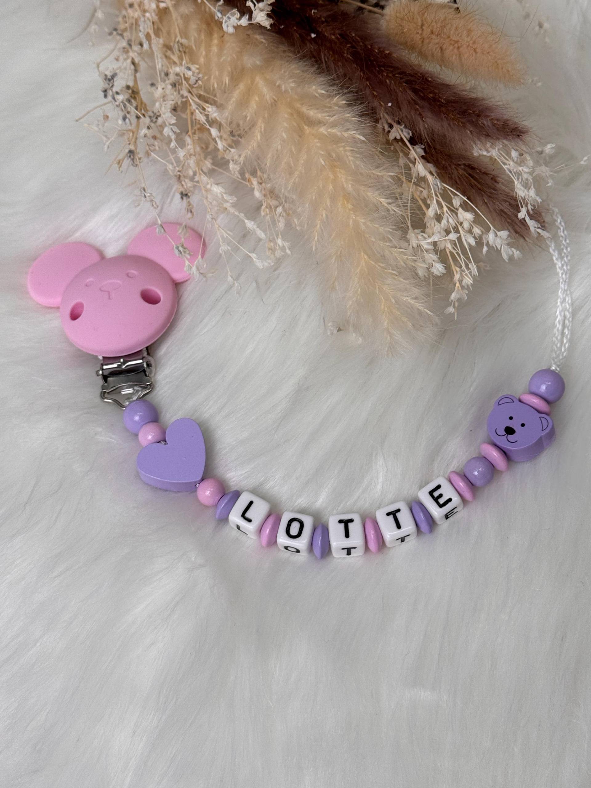 Schnullerkette Mit Namen - Rosa Lila Silikon Maus Clip Geschenkidee Babyparty Personalisiert Schnullerkette Mit Namen - Rosa Lila Silikon Maus Clip Geschenkidee Babyparty Personalisiert von Etsy - GlamAccessoires