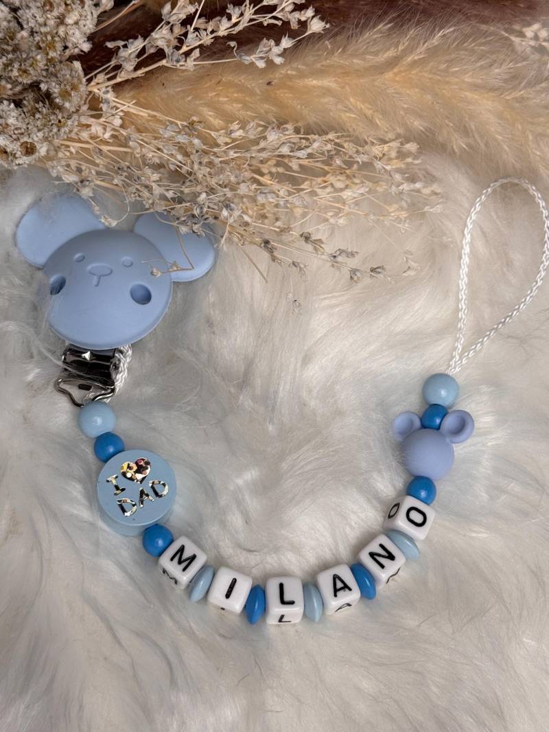 Schnullerkette Mit Namen - Verschiedene Blau Töne Maus Clip Geschenkidee Babyparty- Personalisiert von Etsy - GlamAccessoires