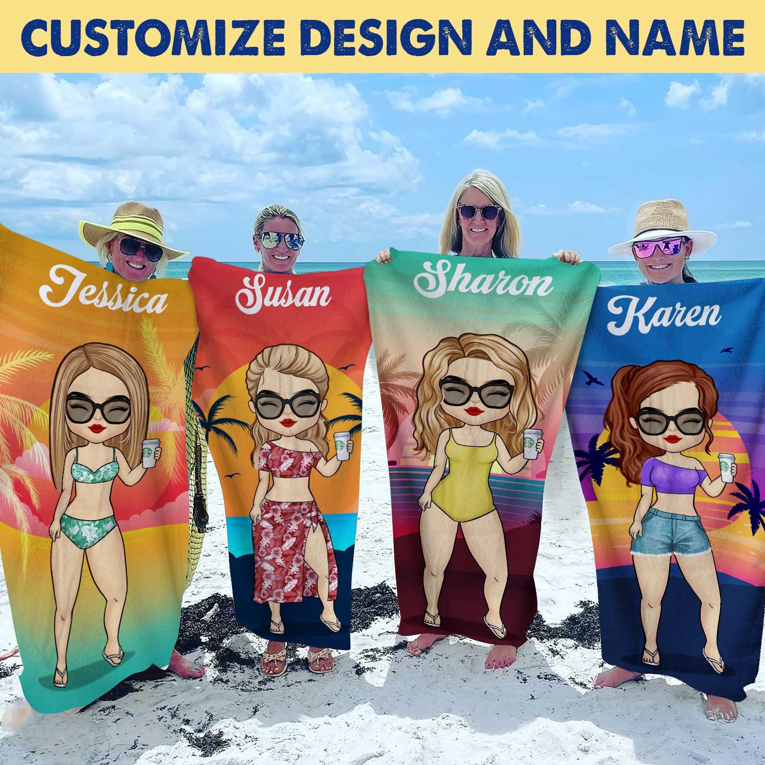 Tropical Summer Sunset - Personalized Beach Towel Gift For Bestie von Etsy - GlasperlerTraum