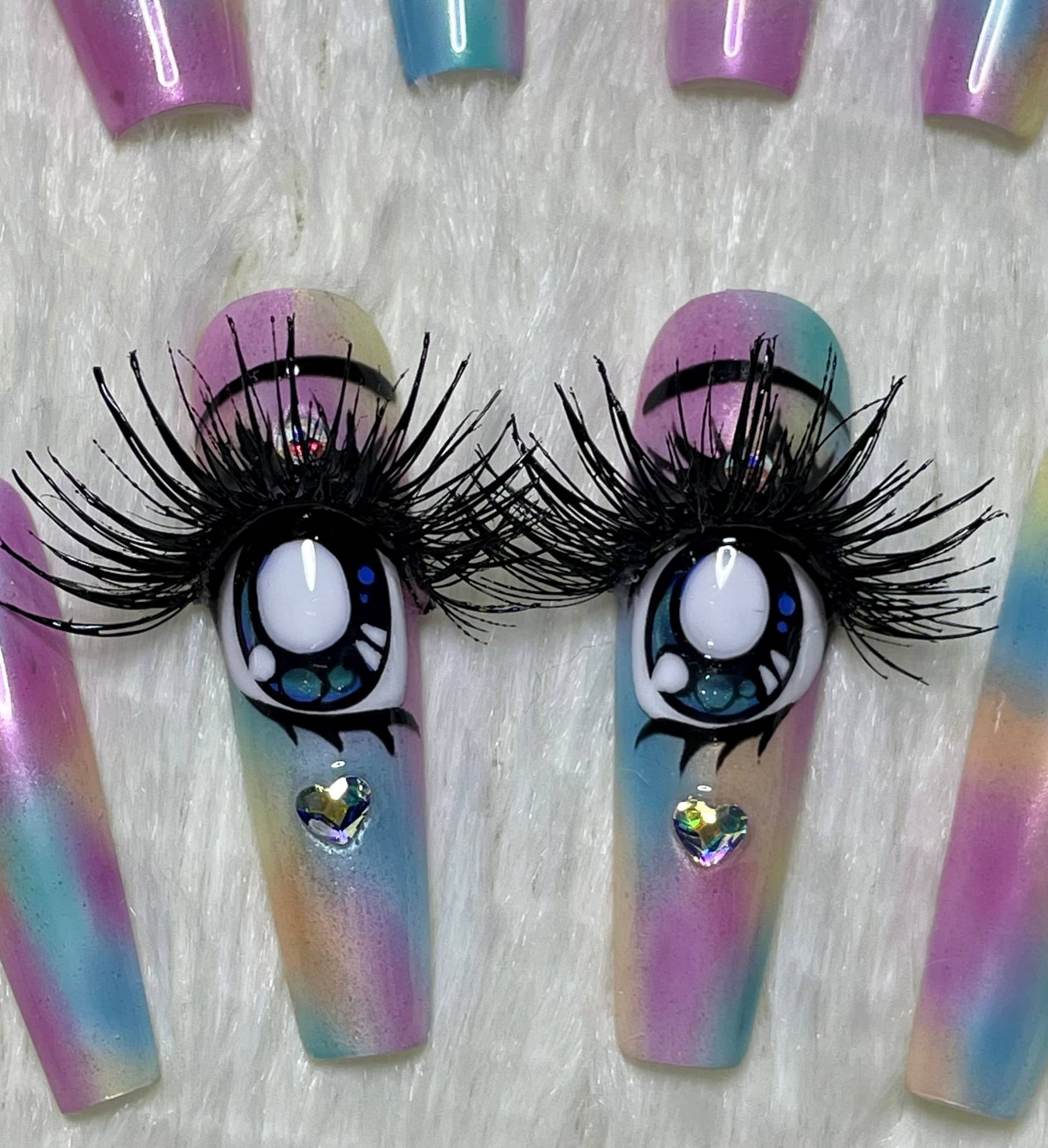 Anime Augen Auf Nägel Drücken Anime Augen Auf Nägel Drücken von Etsy - GlimmerAndSage