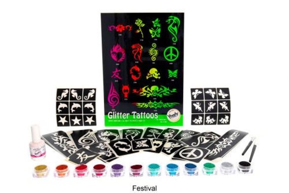 Glitzertattoo Set - Festival von Etsy - Glitzertattoos