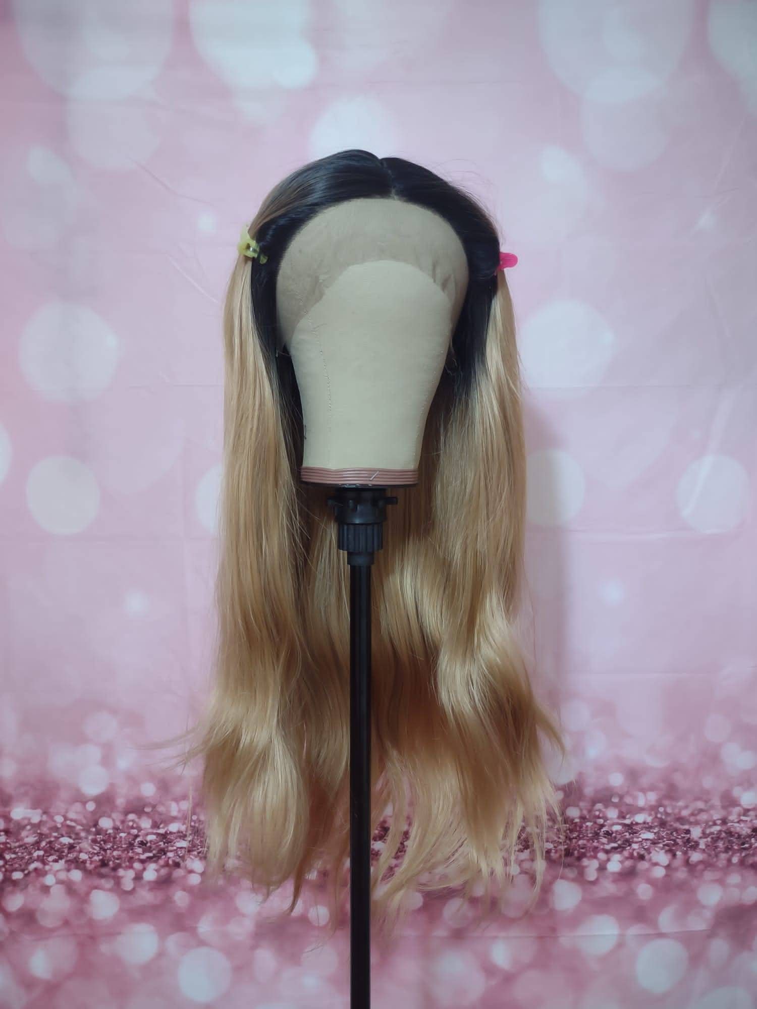 24Inch Ombre Dark Root Straight Lace Front Perücke 24"Inch Blonde Farbe von Etsy - GloriousWigs