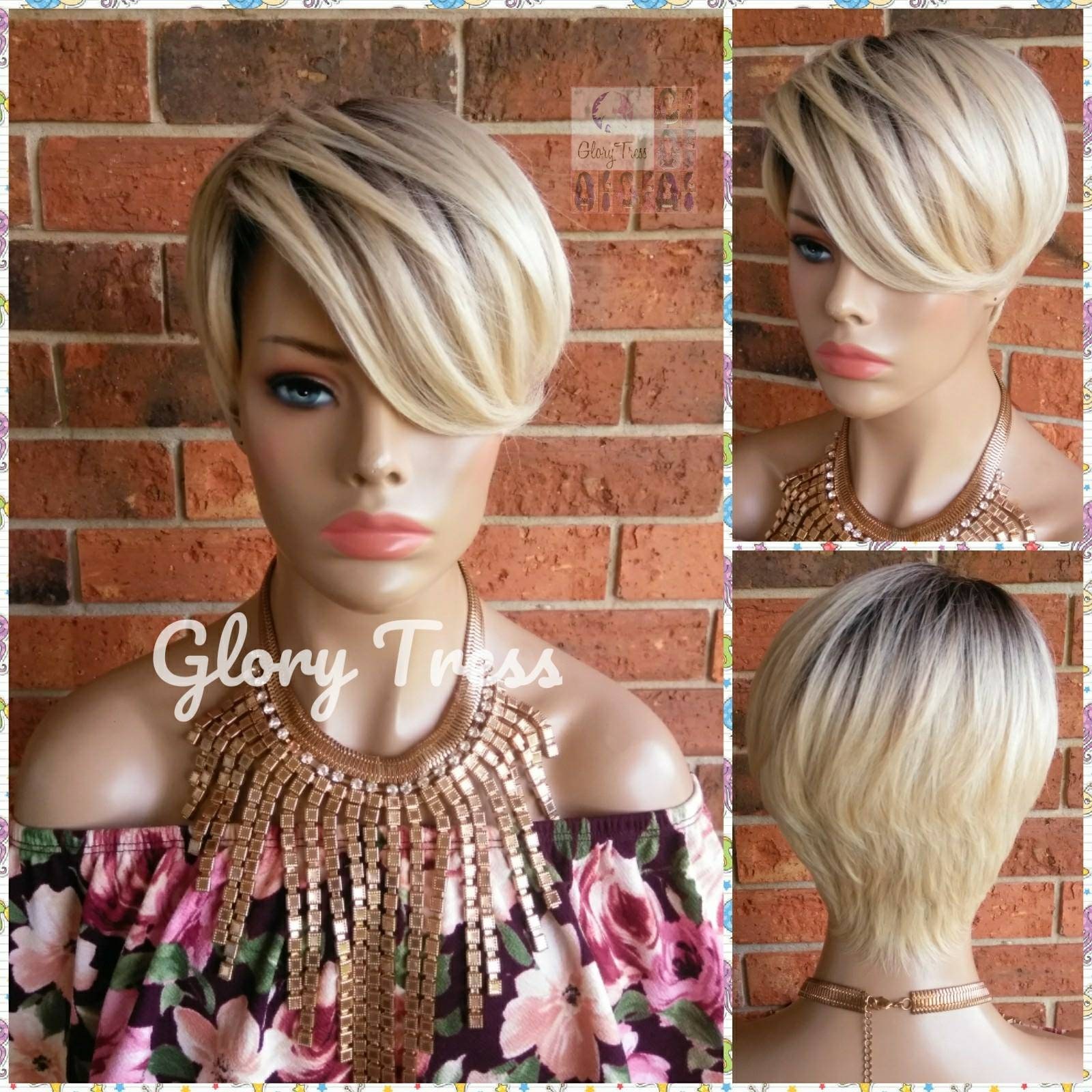 Blonde Pixie Cut Perücke | Volle Kappe Mit Pony Glory Tress Perücken Ombre Platinblonde Kurze Perücke, Im Sale // Devote von Etsy - GloryTress