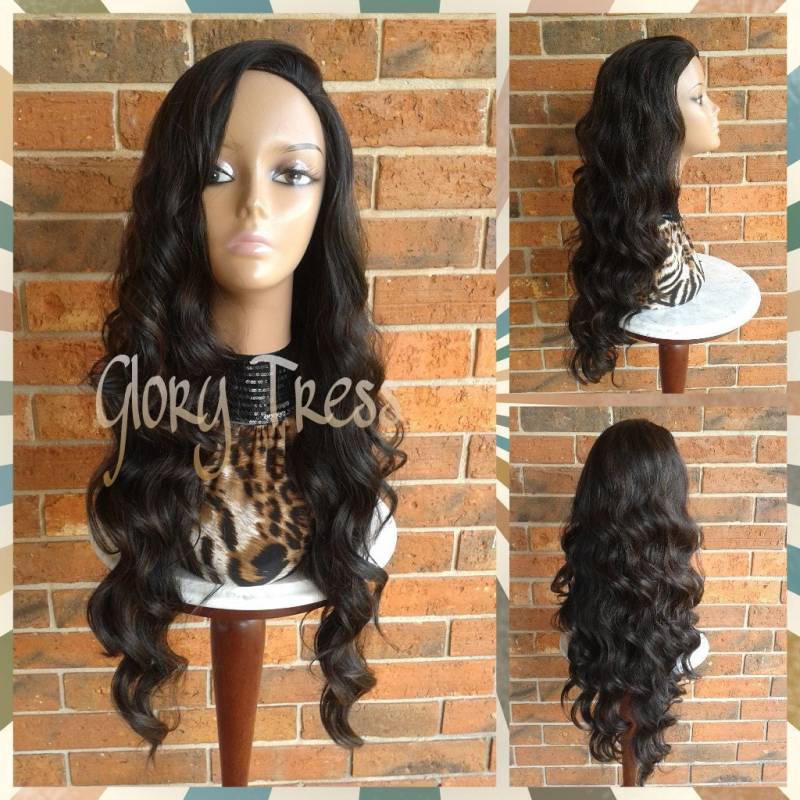 Clearance // Lange Körperwelle Halbe Perücke, Schwarze Perücke Mit Rotbraunen Akzenten, Lockere Wellen Lily von Etsy - GloryTress