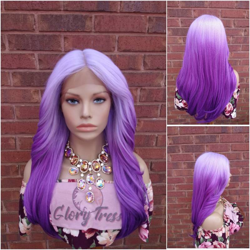 Gerade Lace Front Perücke, Ombre Lila Glory Tress Perücken, Yaki Textur, Afroamerikaner Perücke // Royalty von Etsy - GloryTress
