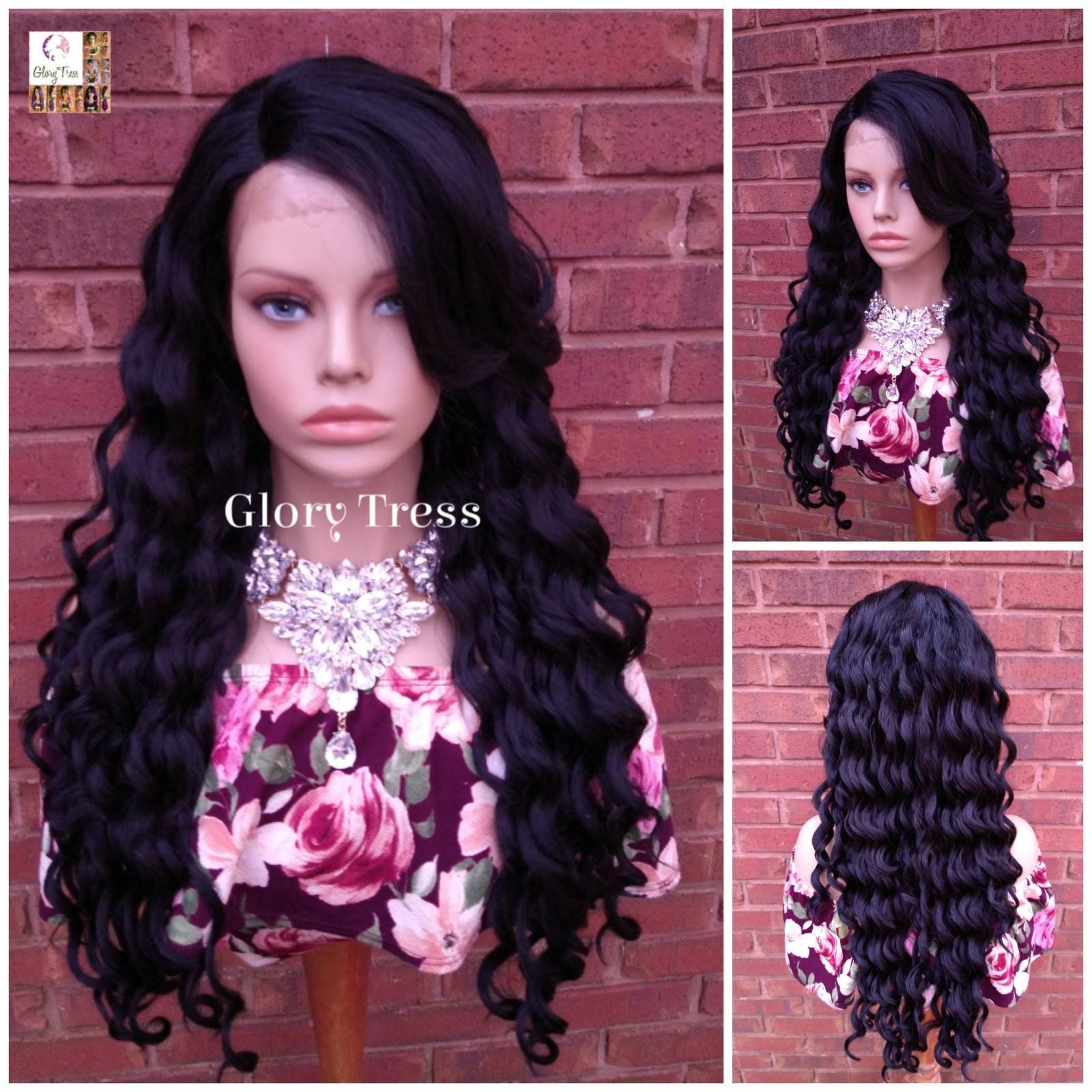 Lace Front Perücke, Herrlichkeit Tress, Gewellte Schwarze Perücken, Afroamerikaner Wellige Seitenknall // Delightful Lace Front Perücke, Herrlichkeit Tress, Gewellte Schwarze Perücken, Afroamerikaner Wellige Seitenknall // Delightful von Etsy - GloryTress