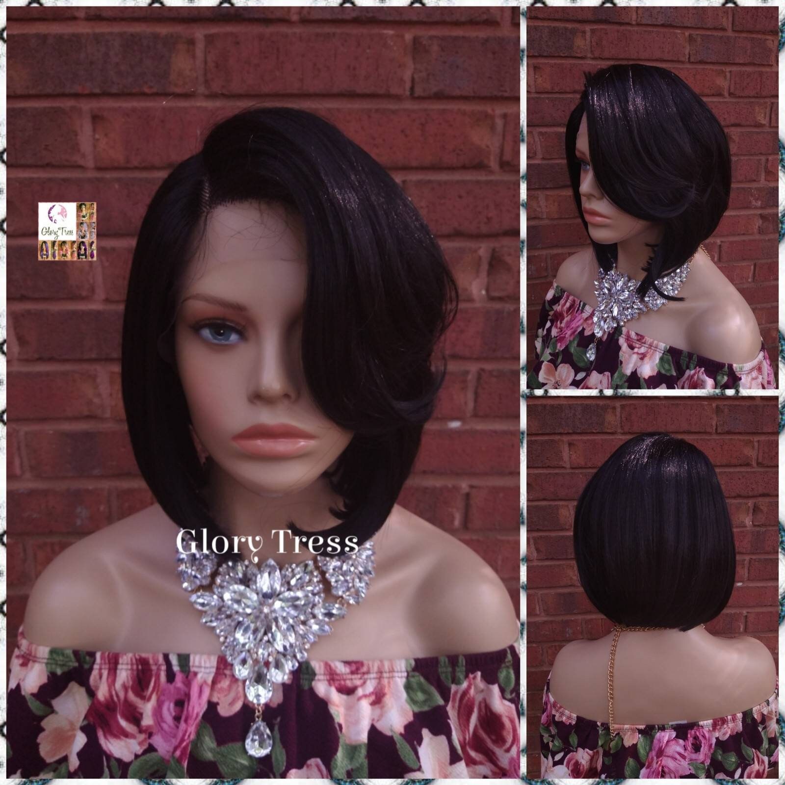 Lace Front Perücke - Perücken Schwarze Bob Glory Tress Rasiermesser Cut Mit Pony Kurze Bereit, Versand // Sarah Lace Front Perücke - Perücken Schwarze Bob Glory Tress Rasiermesser Cut Mit Pony Kurze Bereit, Versand // Sarah von Etsy - GloryTress