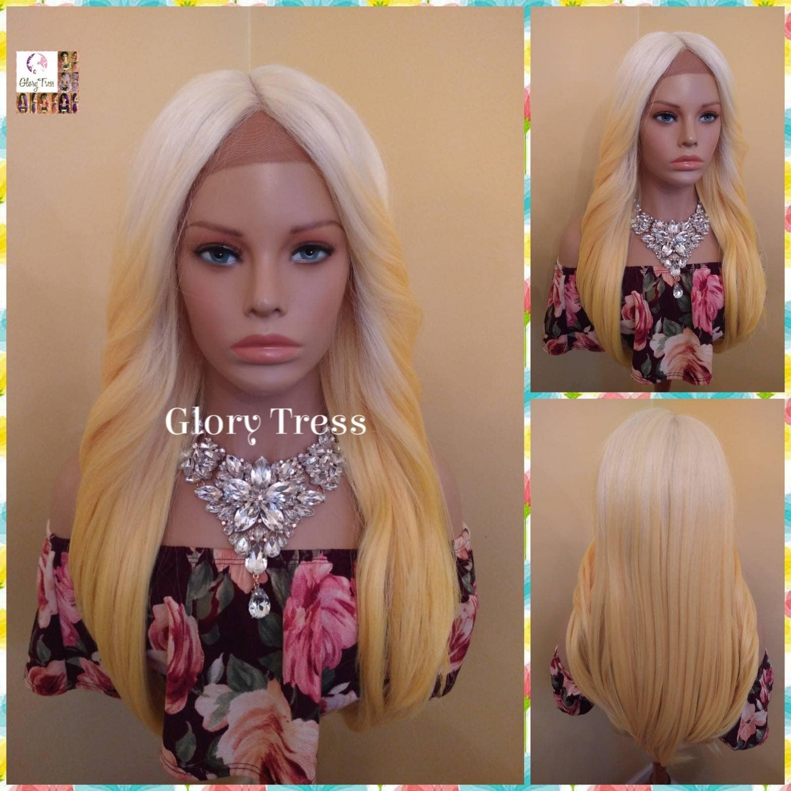 Ombre Gelbe Perücke, Lange Lose Lockige Lace Front Yaki Textur, Glory Tress Auf Sale // Gladness von Etsy - GloryTress