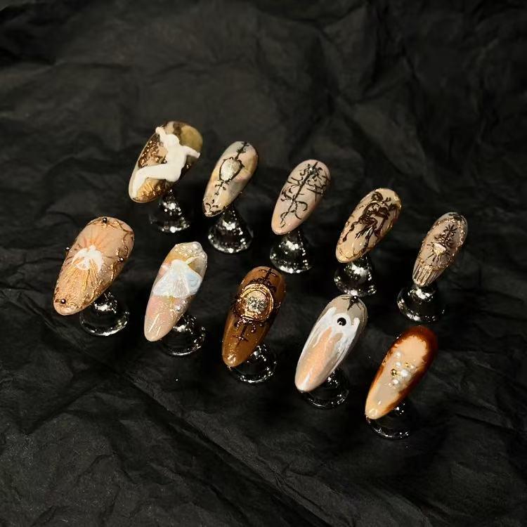 Almond Halloween Press-On Nails, Luxury Handmade Gel False Nials For Parties, Cosplay Fake Nail, Nails Sets von Etsy - Glueckhaus