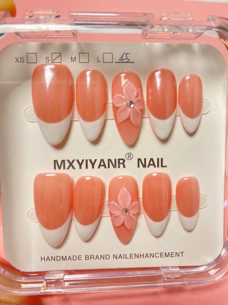 Blooming Pink Flower Bloom Press On Nails Long Almond Nails/3D Floral Nails/Yellow Nails/Holiday Nails/Summer Nails/3D Gel Birthday Nails von Etsy - Glueckhaus