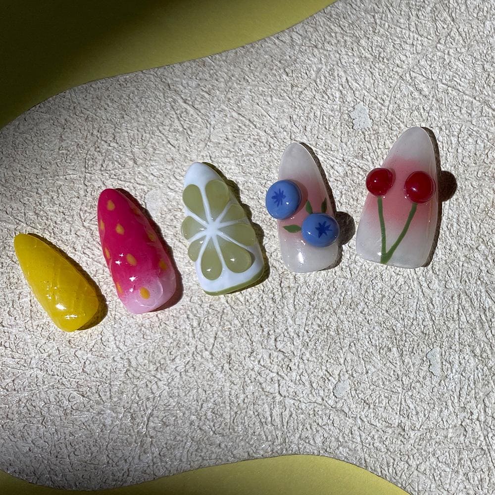 Gel Nails, Colorful Fruit Lover Press On Summer Holiday Fake Fresh Look False Nails For Birhday , Gift Her Gel Nails, Colorful Fruit Lover Press On Summer Holiday Fake Fresh Look False Nails For Birhday , Gift Her von Etsy - Glueckhaus