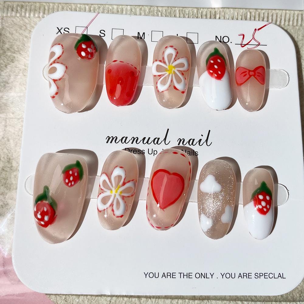 Hand Painted Fake Nails, Colorful Artist Faux Reusable Premium Nails von Etsy - Glueckhaus