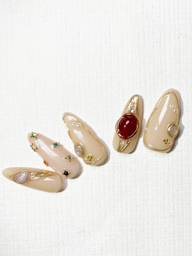 Reusable Coastal Chic| Premium Press On Nails Gel | Fake Cute Fun Colorful Nail Artist Faux Nails von Etsy - Glueckhaus