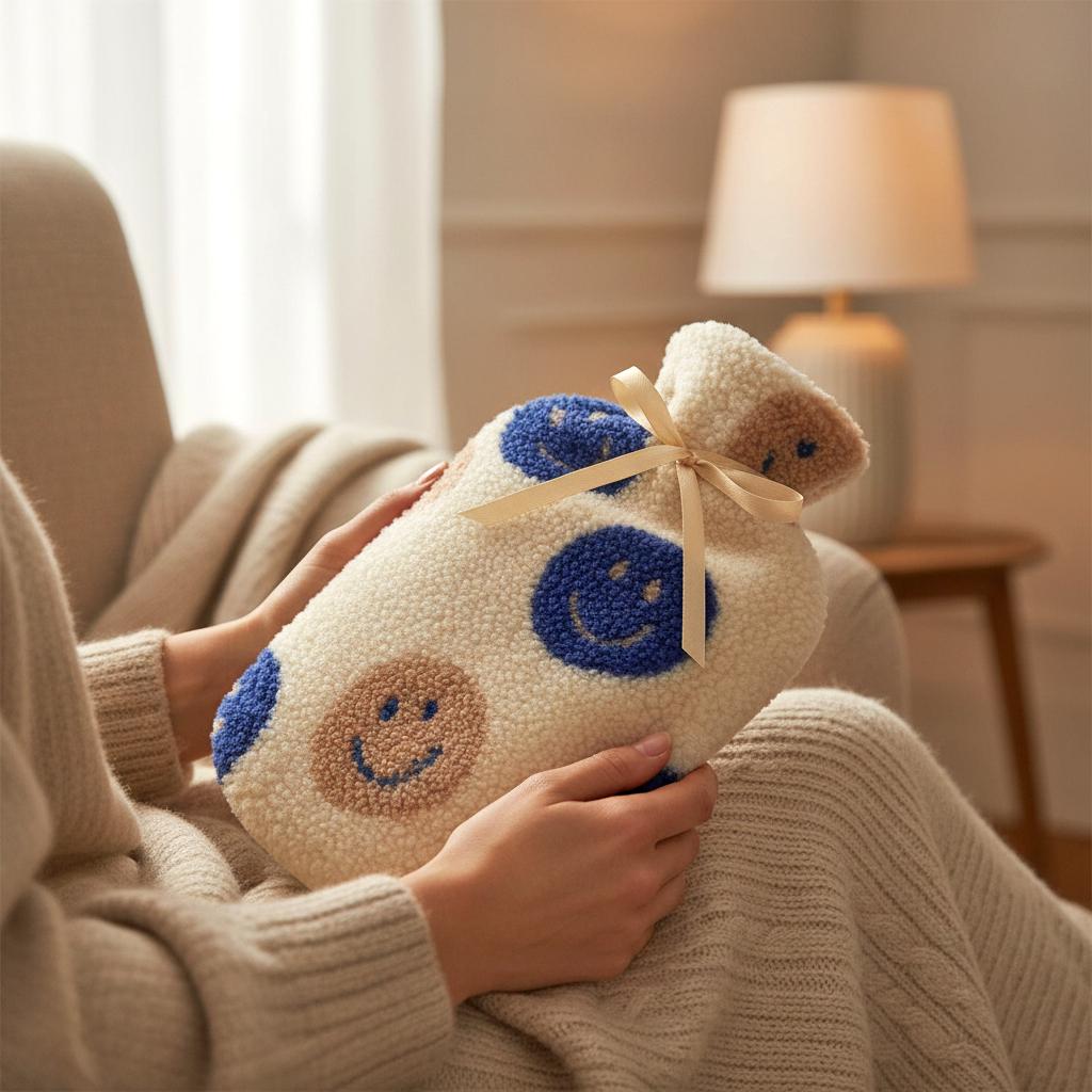 Wärmflasche Mit Teddy Bezug Smily Lachgesicht von Etsy - Glueckspilzig