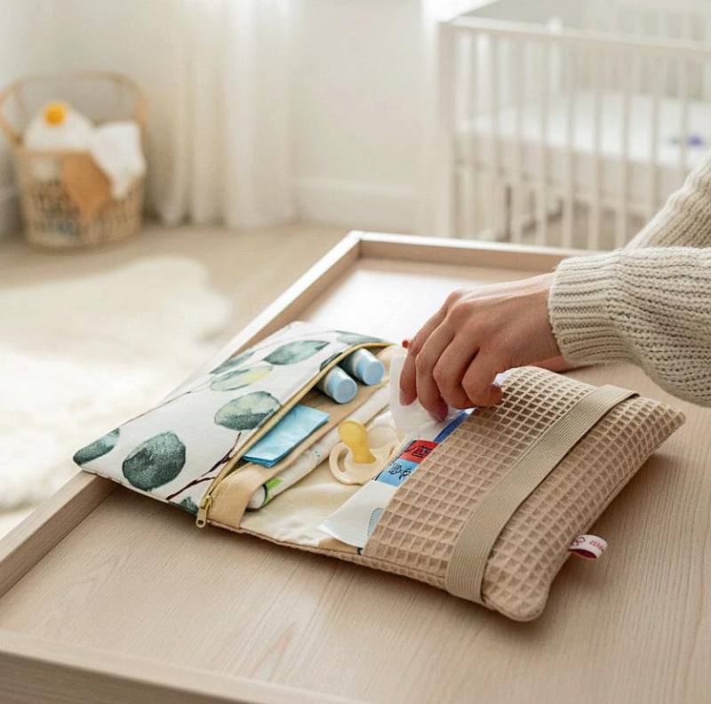 Windeltasche Mit Wickelunterlage Aus Baumwolle von Etsy - Glueckspilzig