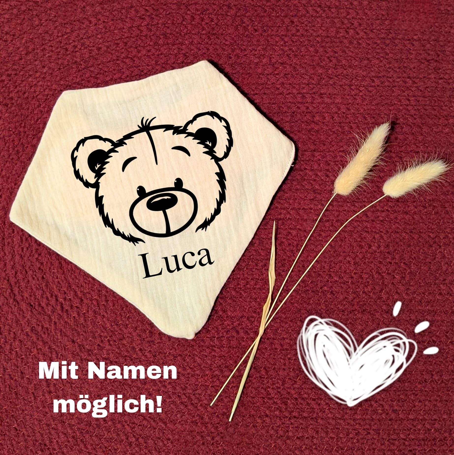 Musselin-Lätzchen Aus 100% Baumwolle [Bio] Mit Bär Motiv Und Personalisierung von Etsy - GoldTreasuresDesign1